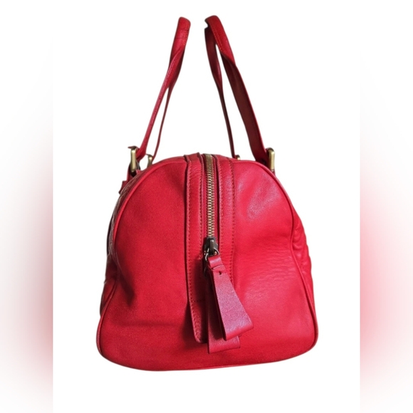 MCM Quilted Boston Red Leather Bag With COA - Picture 3 of 16